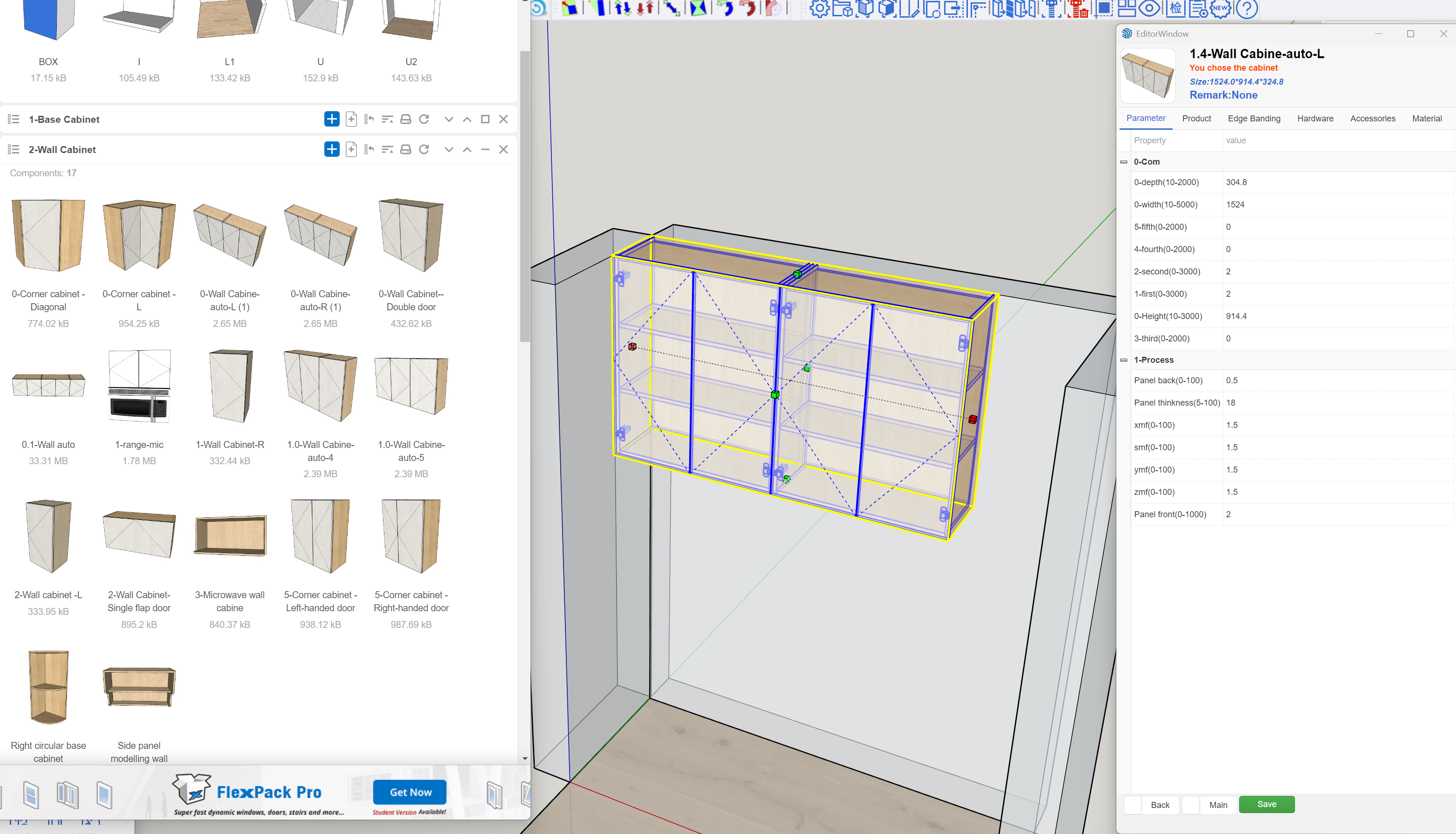 Parameter editing tall units