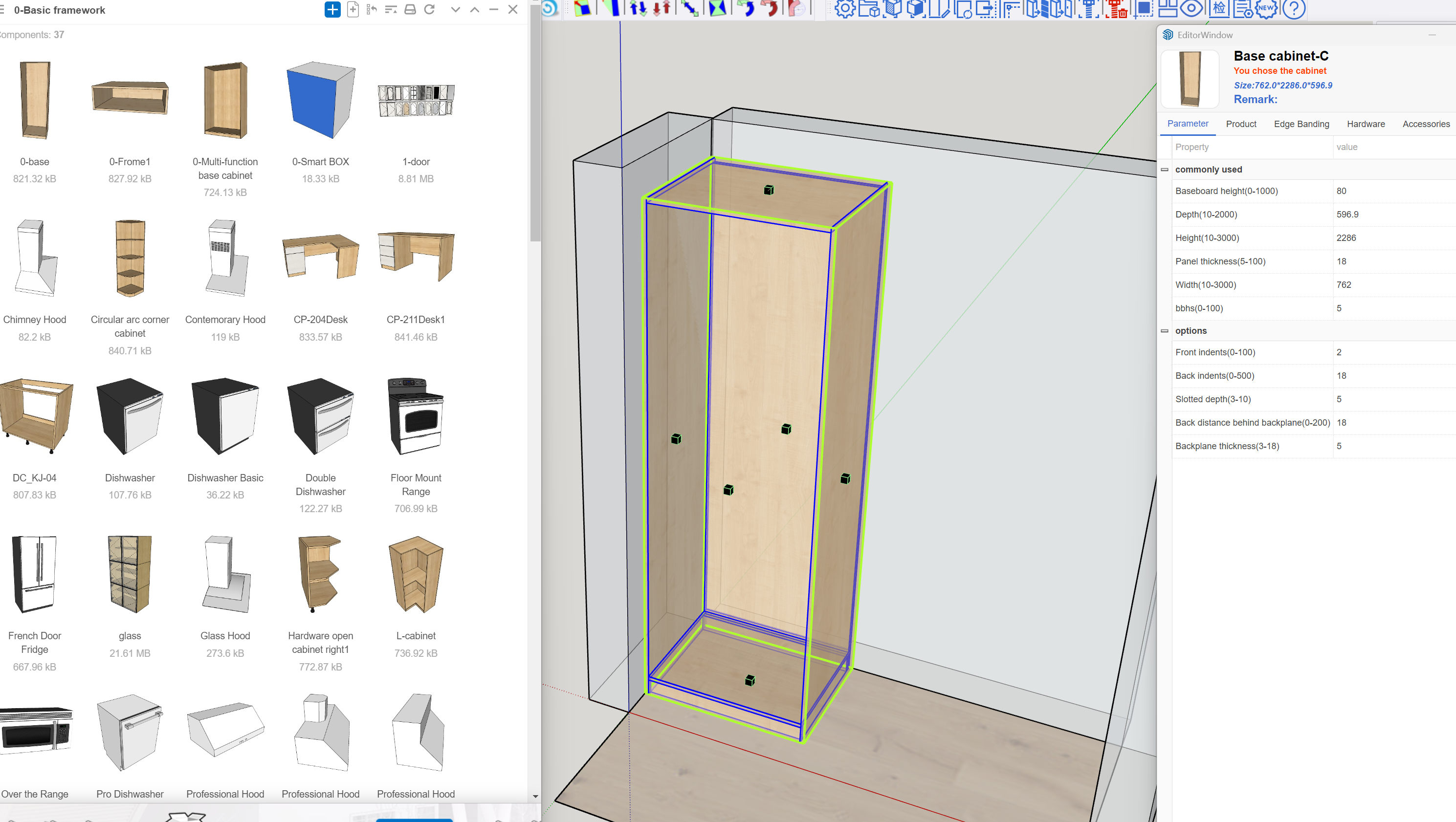 Parameter editing single panel